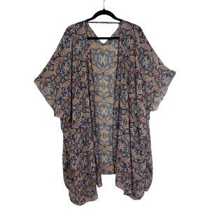 Democracy Womens Sheer Paisley Kimono Open Front Cover-Up XL